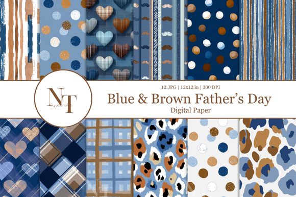 Blue & Brown Father’s Day Digital Paper