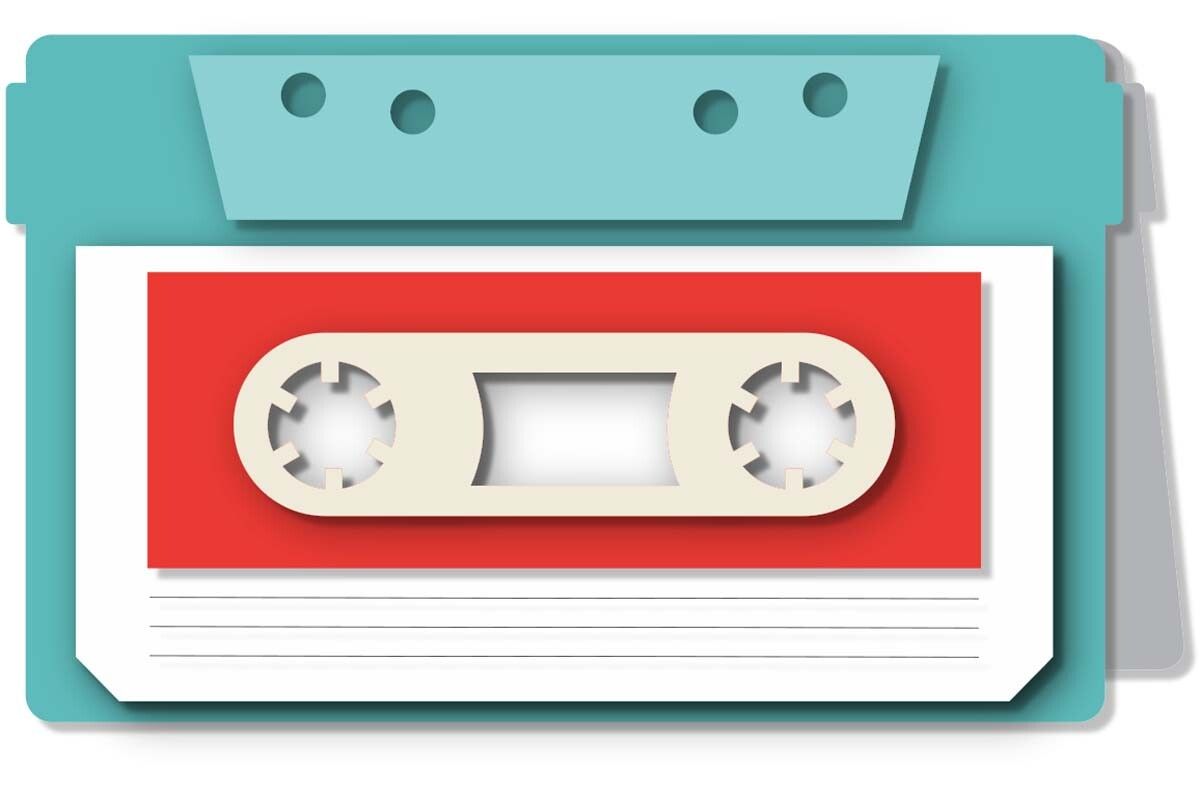 Retro Mix Music Tape Casette Shaped Card